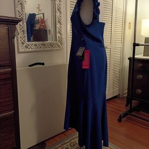 Elegant Blue Ruffled Women's Dress